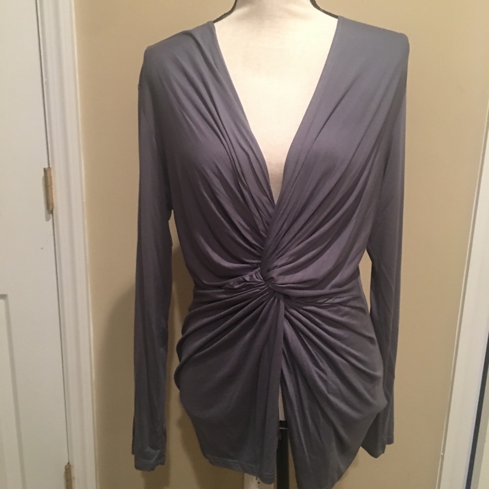 In Joy Clothing Gray long sleeve Knot blouse NWOT!